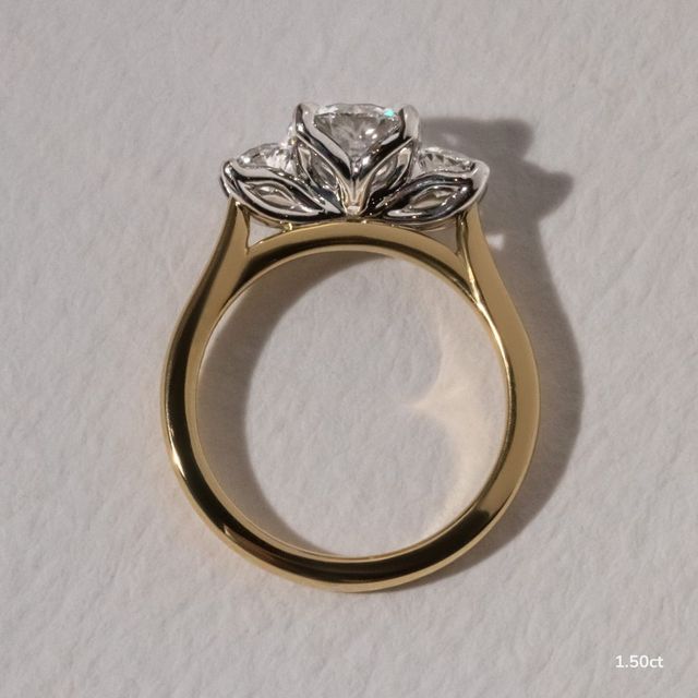 Rohini Yellow Gold Two Tone Trilogy Engagement Ring