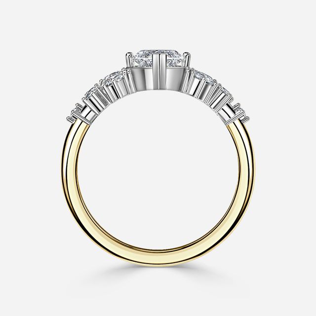 Luz De La Luna Yellow Gold Two Tone Unique Engagement Ring