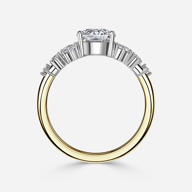 Luz De La Luna Yellow Gold Two Tone Unique Engagement Ring