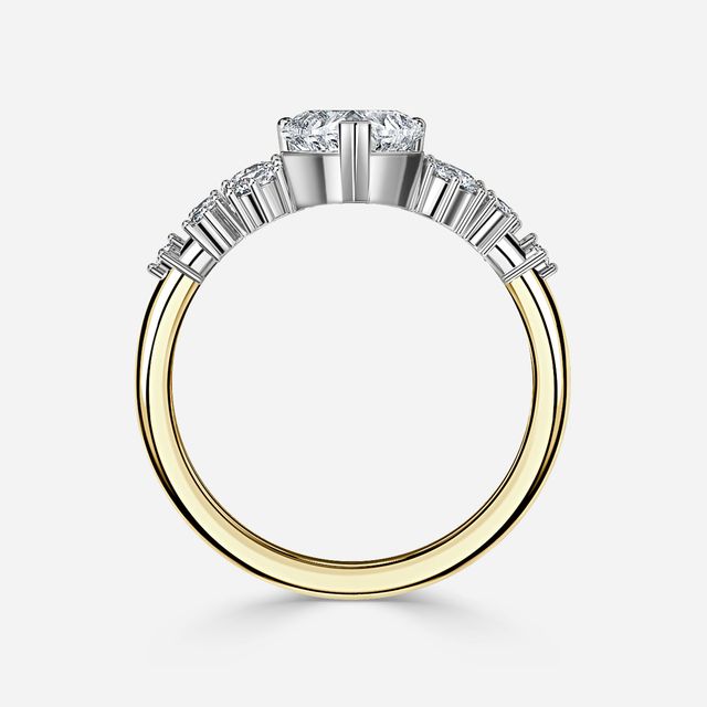 Luz De La Luna Yellow Gold Two Tone Unique Engagement Ring