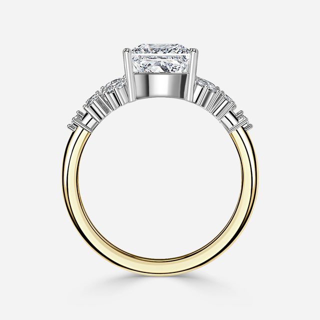 Luz De La Luna Yellow Gold Two Tone Unique Engagement Ring