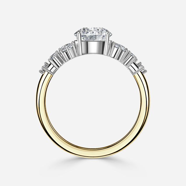 Luz De La Luna Yellow Gold Two Tone Unique Engagement Ring