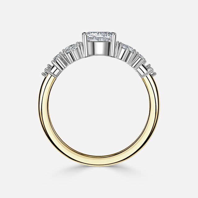 Luz De La Luna Yellow Gold Two Tone Unique Engagement Ring