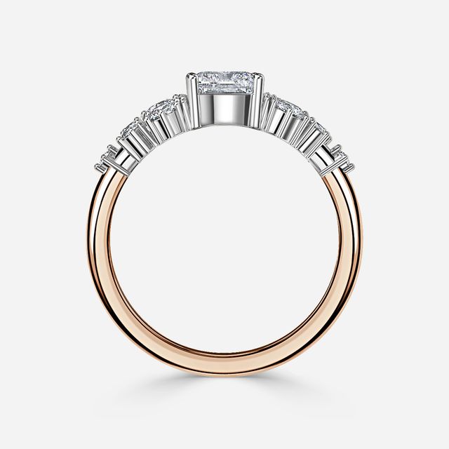 Luz De La Luna Rose Gold Two Tone Unique Engagement Ring
