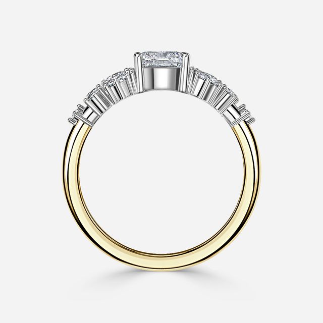 Luz De La Luna Yellow Gold Two Tone Unique Engagement Ring