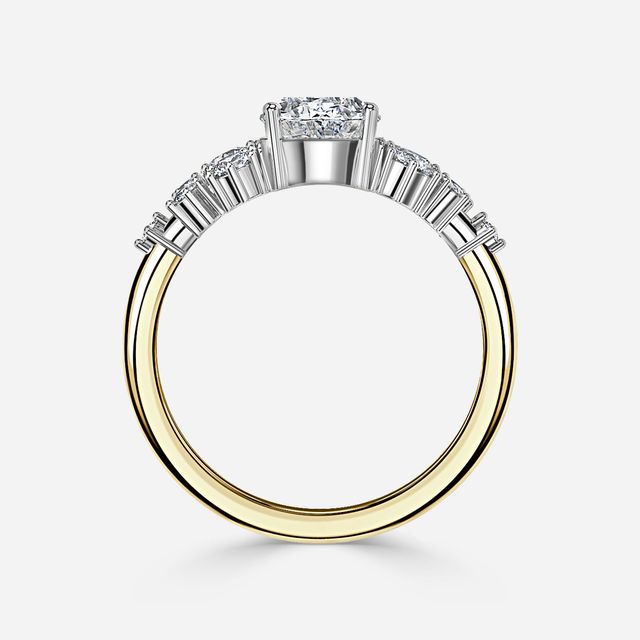 Luz De La Luna Yellow Gold Two Tone Unique Engagement Ring