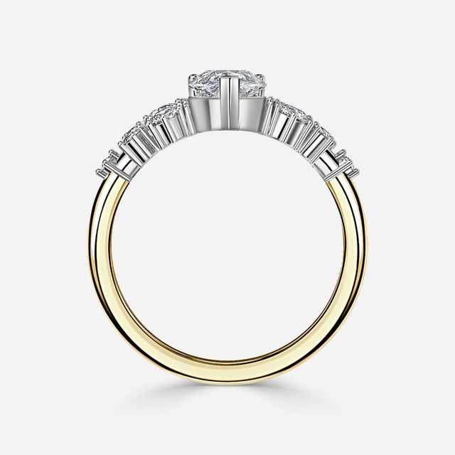 Luz De La Luna Yellow Gold Two Tone Unique Engagement Ring