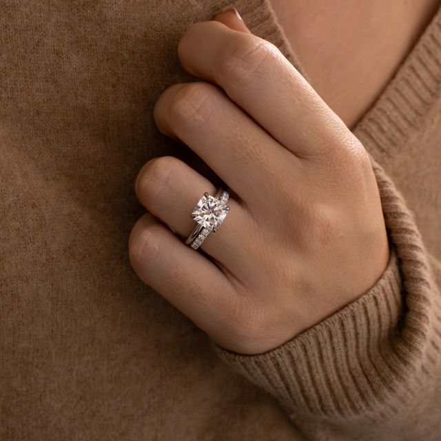3.50 Carat Lab Grown Cushion Cut Diamond Platinum Chelsea Solitaire Engagement Ring