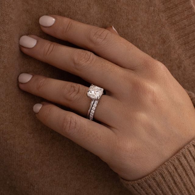 3.50 Carat Lab Grown Cushion Cut Diamond Platinum Chelsea Solitaire Engagement Ring
