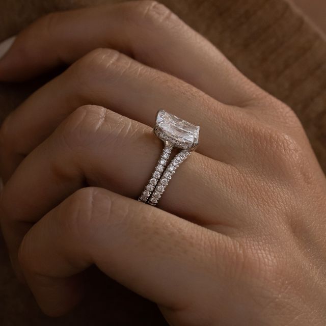 1.94 Carat Lab Grown Radiant Cut Diamond Platinum Sadie Hidden Halo Engagement Ring