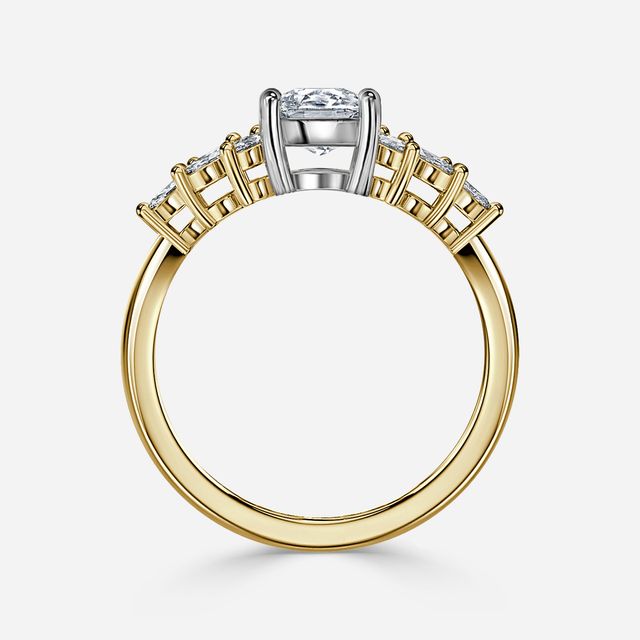 Anastasia Yellow Gold Two Tone Trilogy Engagement Ring