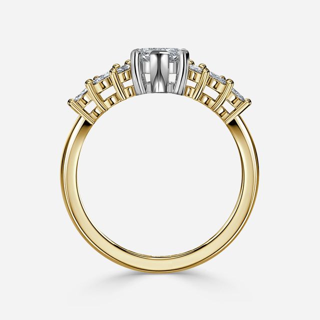 Anastasia Yellow Gold Two Tone Trilogy Engagement Ring