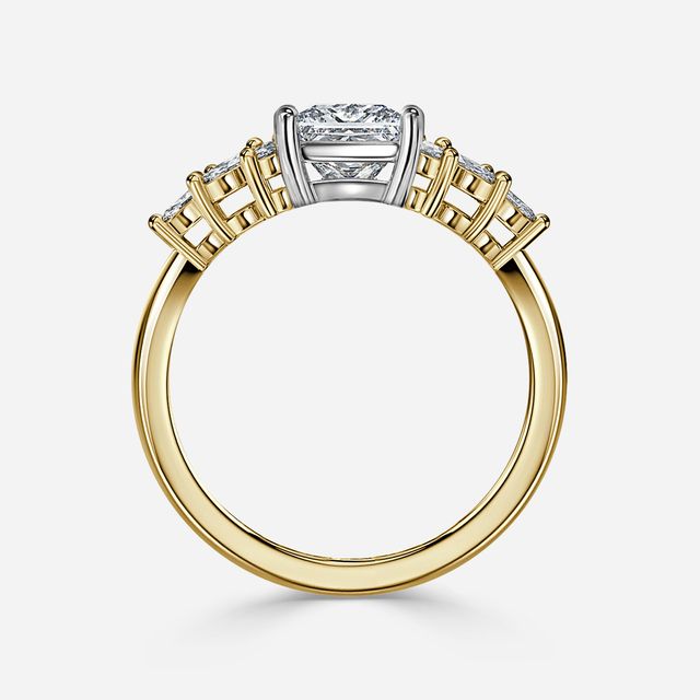 Anastasia Yellow Gold Two Tone Trilogy Engagement Ring