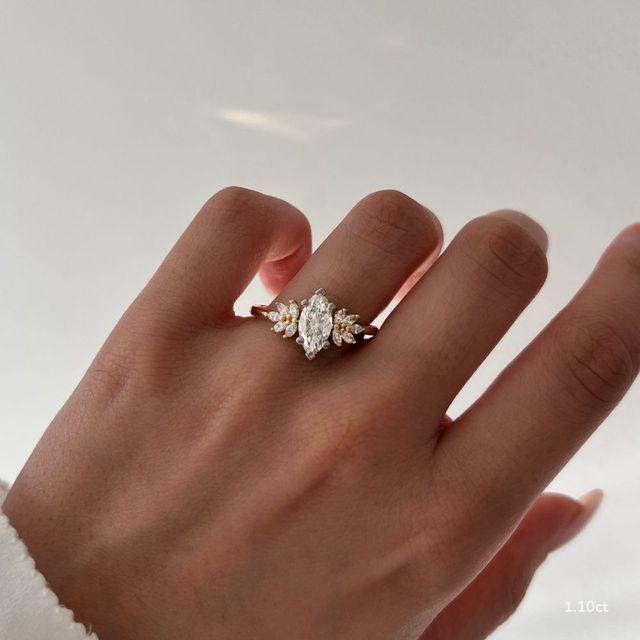 Anastasia Yellow Gold Two Tone Trilogy Engagement Ring