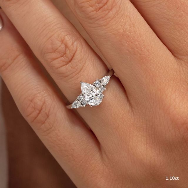 Nanami Platinum Trilogy Cluster Engagment Ring