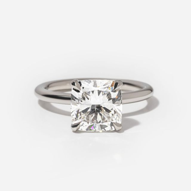 3.50 Carat Lab Grown Cushion Cut Diamond Platinum Chelsea Solitaire Engagement Ring