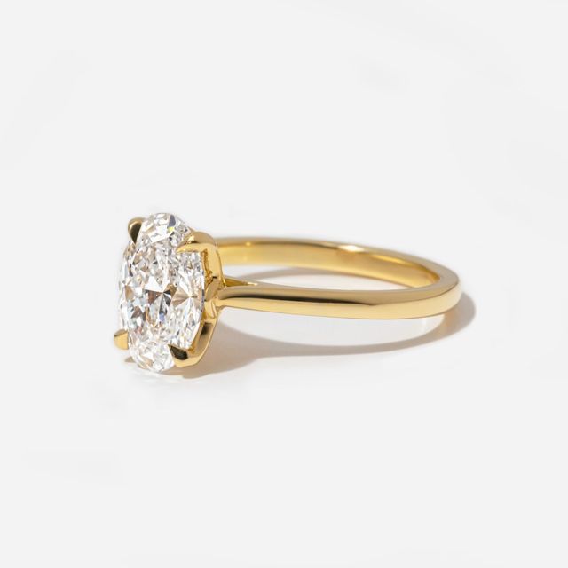 2 Carat Lab Grown Oval Cut Diamond Yellow Gold Aerin Solitaire Engagement Ring