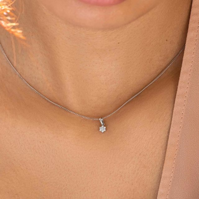 0.10 Carat Round Diamond 9k White Gold Star Cluster Pendant