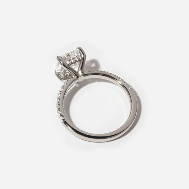 2.27 Carat Lab Grown Cushion Cut Diamond Platinum Sadie Hidden Halo Engagement Ring