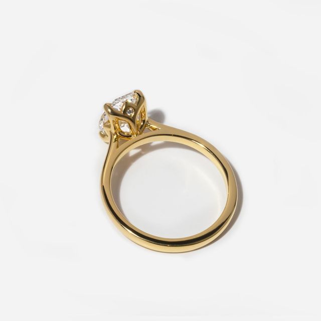 2 Carat Lab Grown Oval Cut Diamond Yellow Gold Aerin Solitaire Engagement Ring