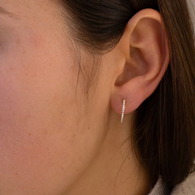 0.14ct Semi Set Diamond hoop Earrings In 9k Yellow Gold