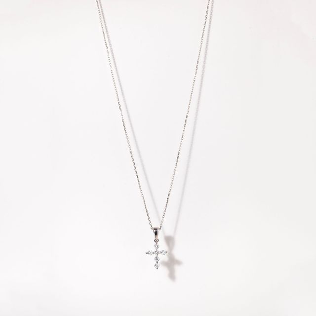 White Gold Six Stone Pendant Round Diamond - 0.25ct