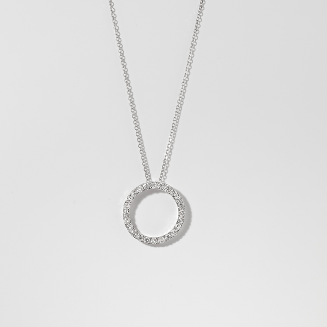 White Gold Circular Pendant Round Lab Diamond - 0.75ct