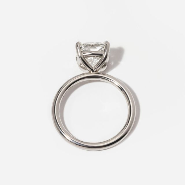 3.50 Carat Lab Grown Cushion Cut Diamond Platinum Chelsea Solitaire Engagement Ring