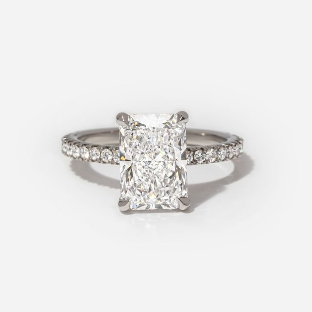 1.94 Carat Lab Grown Radiant Cut Diamond Platinum Sadie Hidden Halo Engagement Ring