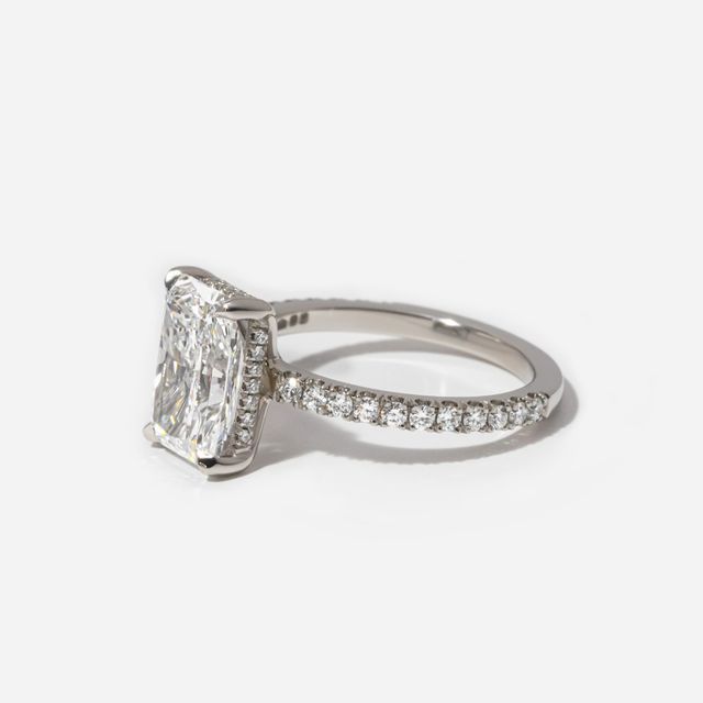 1.94 Carat Lab Grown Radiant Cut Diamond Platinum Sadie Hidden Halo Engagement Ring