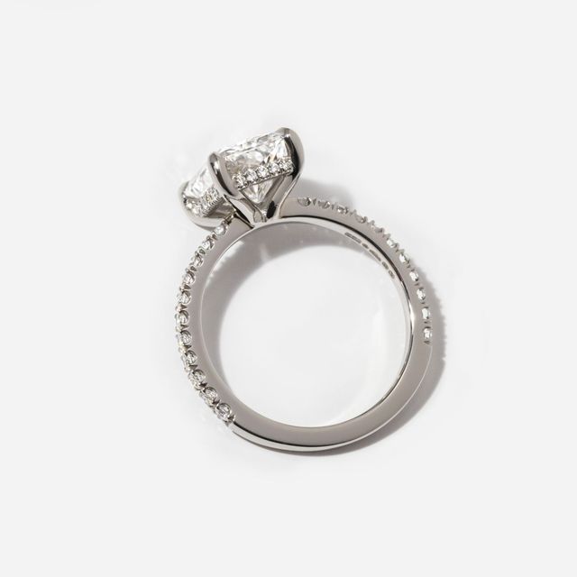 1.94 Carat Lab Grown Radiant Cut Diamond Platinum Sadie Hidden Halo Engagement Ring
