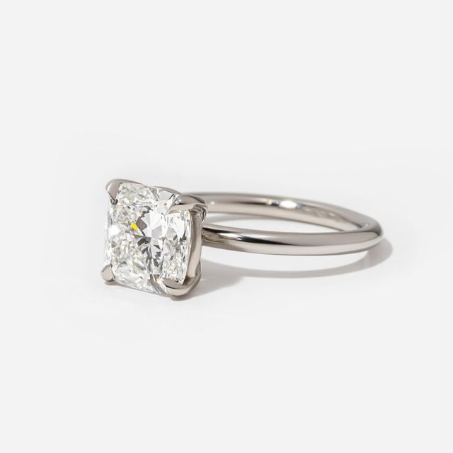 3.50 Carat Lab Grown Cushion Cut Diamond Platinum Chelsea Solitaire Engagement Ring