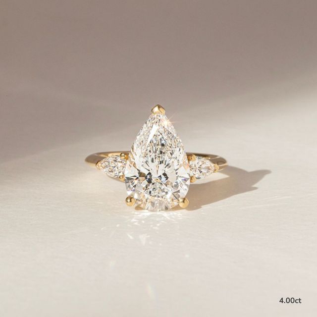 Amaya Yellow Gold Pear Shape Wedfit Trilogy Engagement Ring