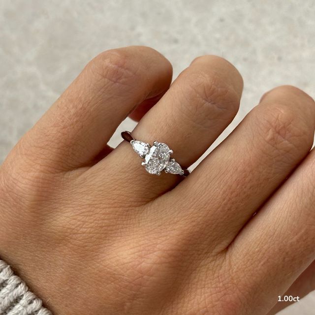 Amaya Platinum Pear Shape Wedfit Trilogy Engagement Ring