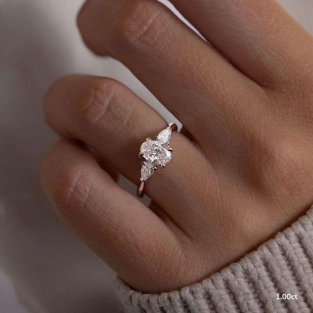 Amaya Platinum Pear Shape Wedfit Trilogy Engagement Ring