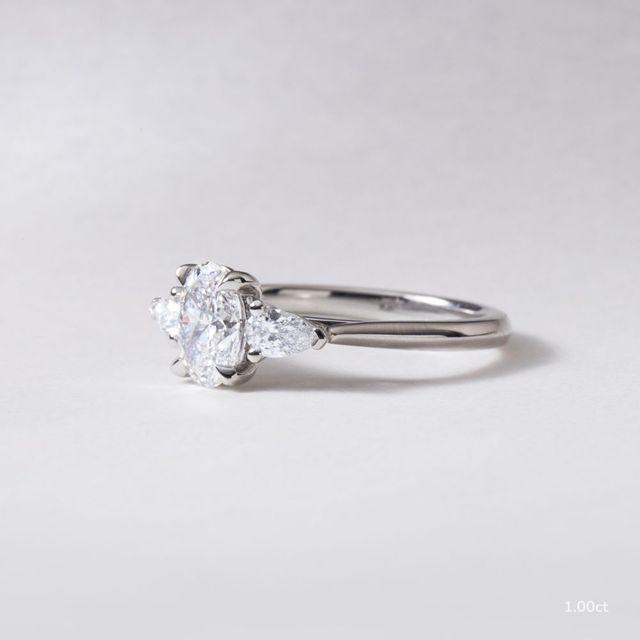 Amaya Platinum Pear Shape Wedfit Trilogy Engagement Ring