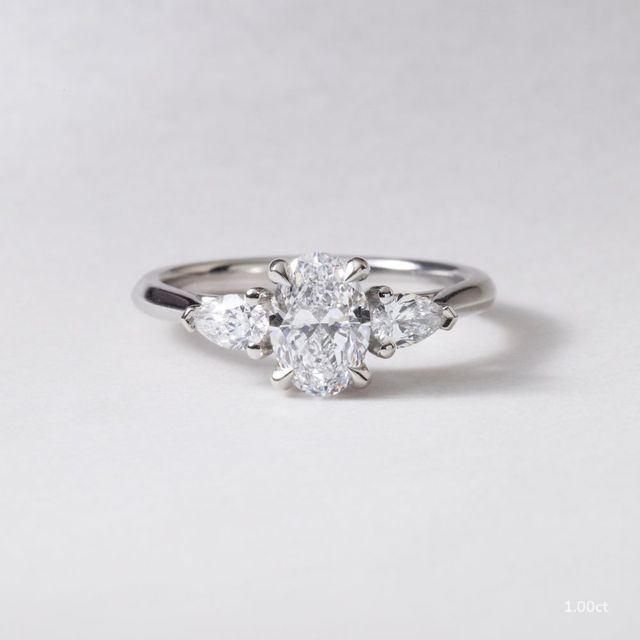 Amaya Platinum Pear Shape Wedfit Trilogy Engagement Ring