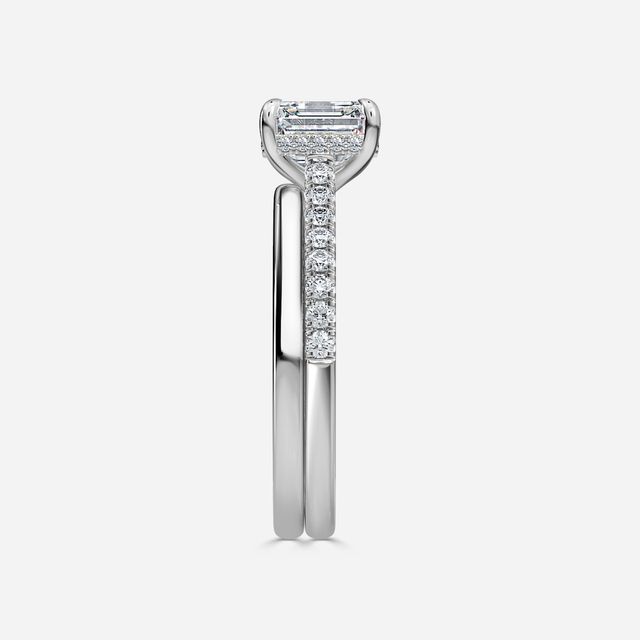 Aisha White Gold Plain Band Bridal Set Engagement Ring