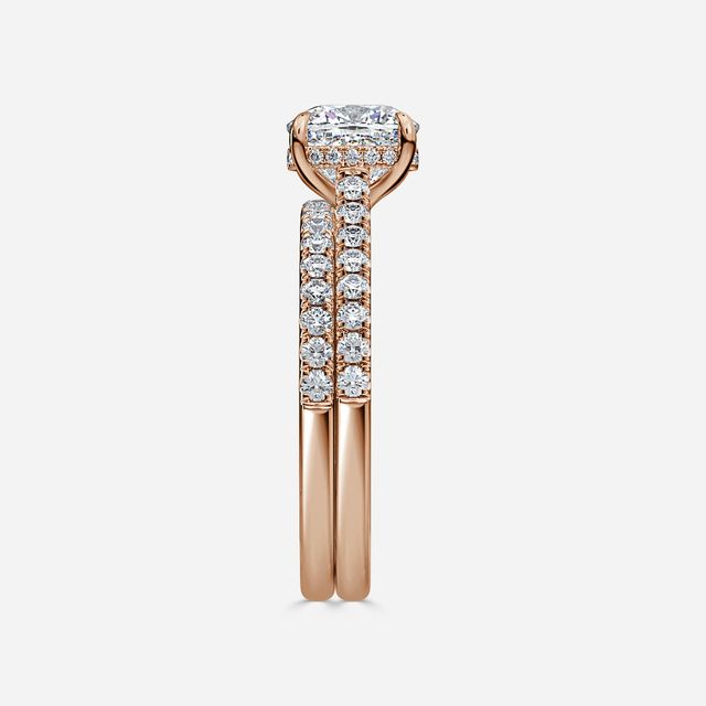 Aisha Rose Gold Pavé Band Bridal Set Engagement Ring