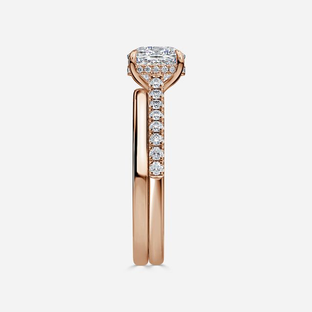 Aisha Rose Gold Plain Band Bridal Set Engagement Ring