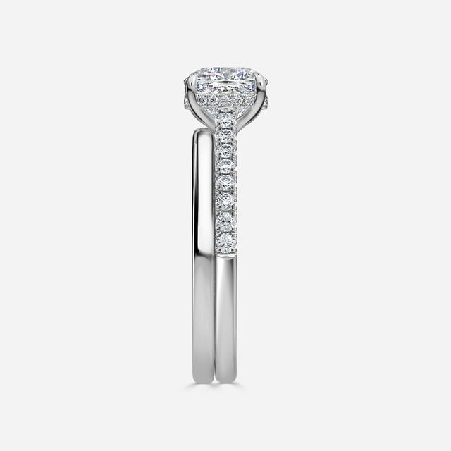 Aisha White Gold Plain Band Bridal Set Engagement Ring
