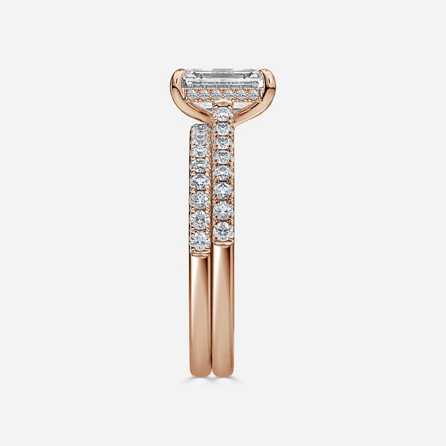 Aisha Rose Gold Pavé Band Bridal Set Engagement Ring