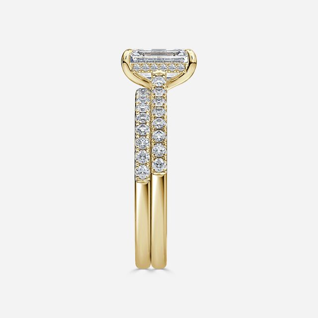 Aisha Yellow Gold Pavé Band Bridal Set Engagement Ring