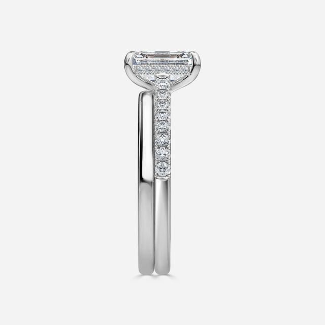 Aisha White Gold Plain Band Bridal Set Engagement Ring