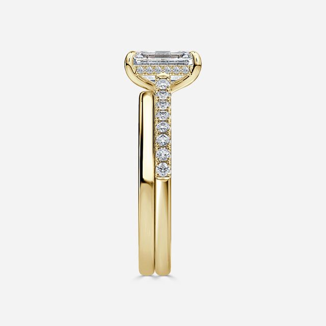 Aisha Yellow Gold Plain Band Bridal Set Engagement Ring