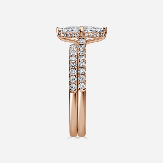 Aisha Rose Gold Pavé Band Bridal Set Engagement Ring