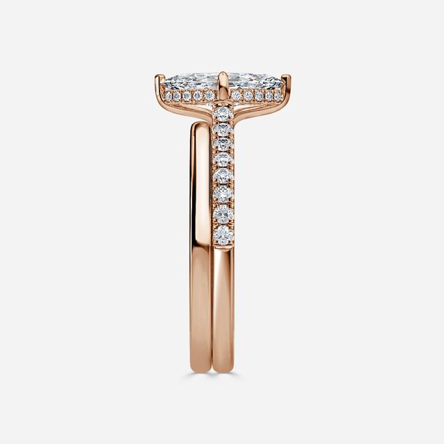 Aisha Rose Gold Plain Band Bridal Set Engagement Ring