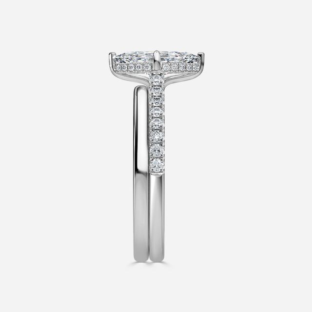 Aisha White Gold Plain Band Bridal Set Engagement Ring