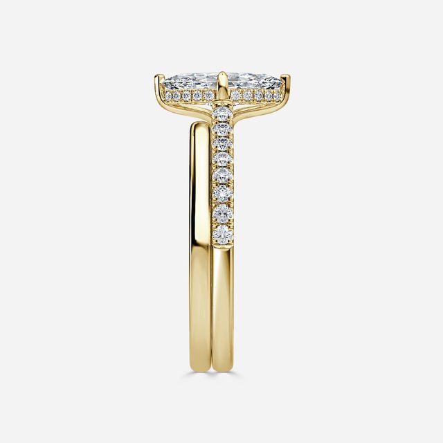 Aisha Yellow Gold Plain Band Bridal Set Engagement Ring