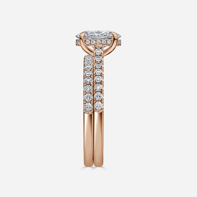 Aisha Rose Gold Pavé Band Bridal Set Engagement Ring